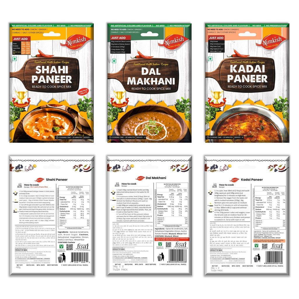 Nimkish Veg Curry Spice Combo Pack of 10 | Ready-to-Cook Indian Masala Premix | Value Kitchen Pack view 2