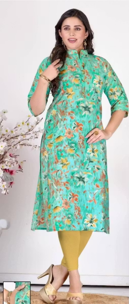 Muslin Tai Patti Straight Kurta with Buttons & Side Pocket Elegant Wear view 2