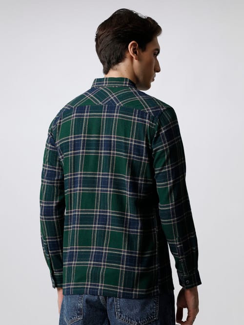 Men's Checkered Slim Fit Cotton Casual Shirt view 2