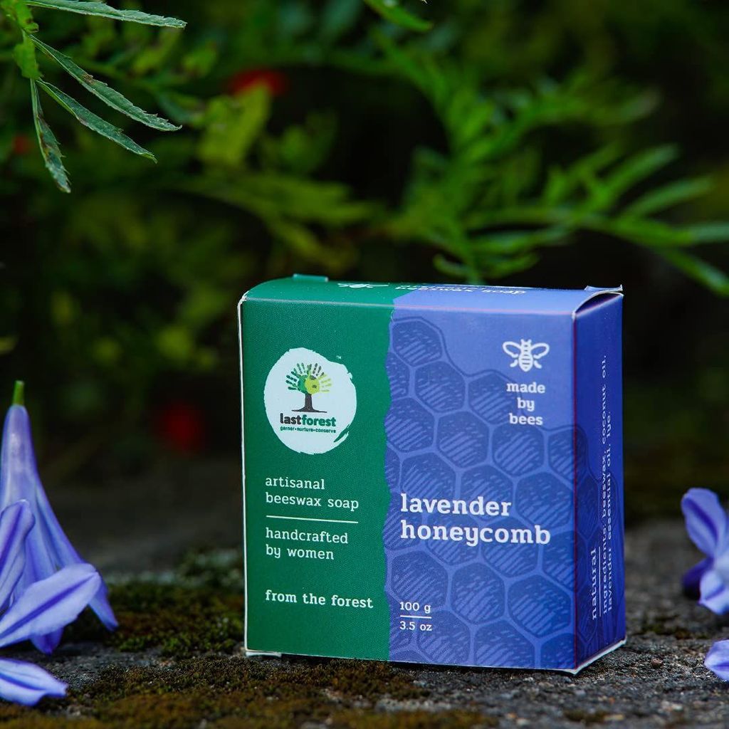 Last Forest Beeswax Soap (100gm), Herbal Bathing Soap for Glowing Skin, Handcrafted, Handmade, 100% Natural Ingredients, Moisturizing, Natural Beeswax, Bathing Soap for Men & Women (Lavender) view 2