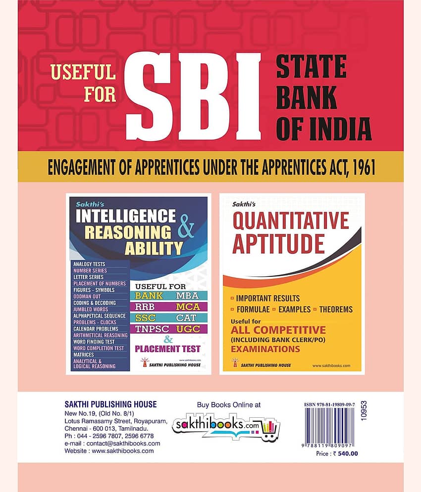 SBI Engagement Of Apprentices Under The Apprentices Act, 1961 Exam Book view 2