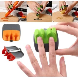 Palm Fruit Finger Potato Kitchen Vegetable Peeler Hand Fruit Peeler with Comfortable Rubber Finger Grip for Pumpkin Carrot Cucumber Potato Peeling (1) (Multicolour) view 2