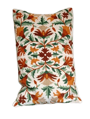 Luxury Hand Embroidered Decorative Pillow With Floral Pattern view 2