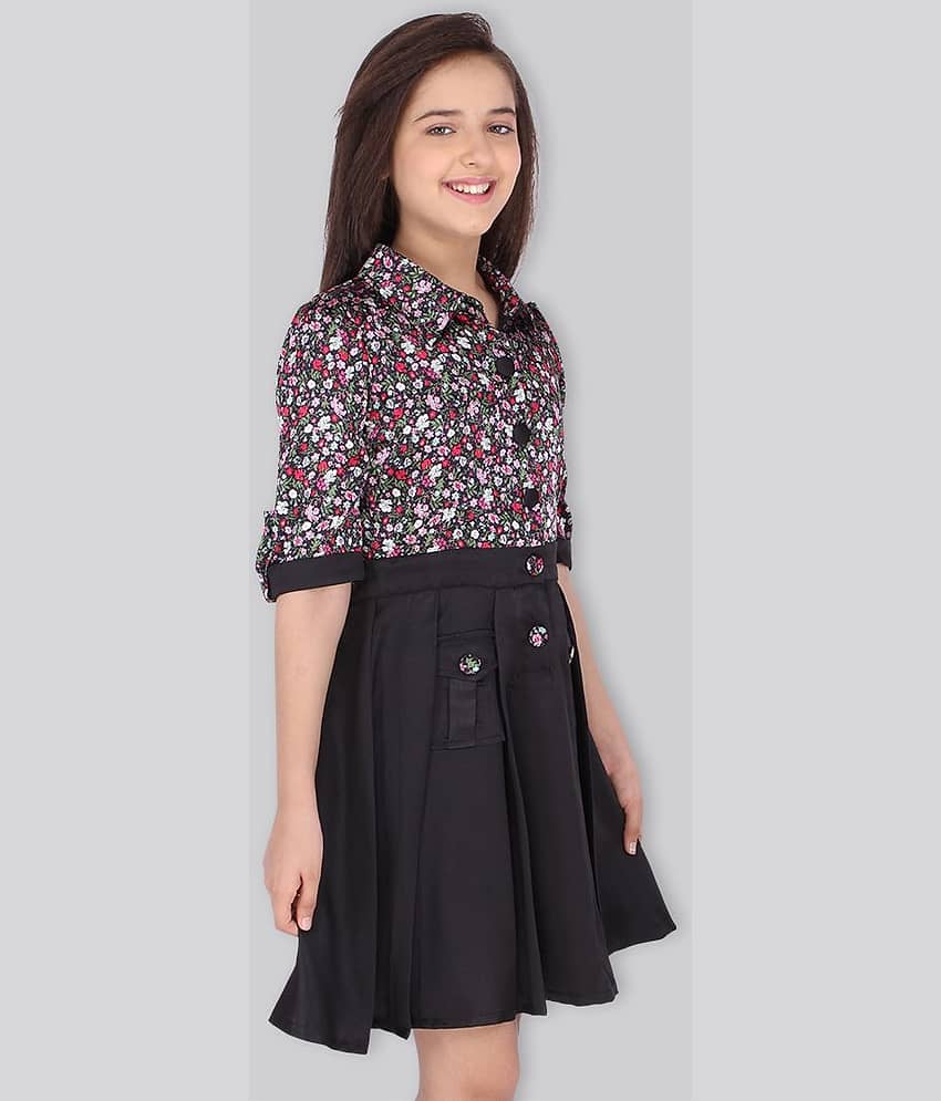 Cutecumber Satin Fit And Flare Dress For Girls ( Pack of 1 , Black ) view 2