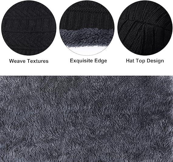 Winter Beanie Cap and Muffler Set for Men and Women, Gym Athletic Wear, 1 Piece Black view 2