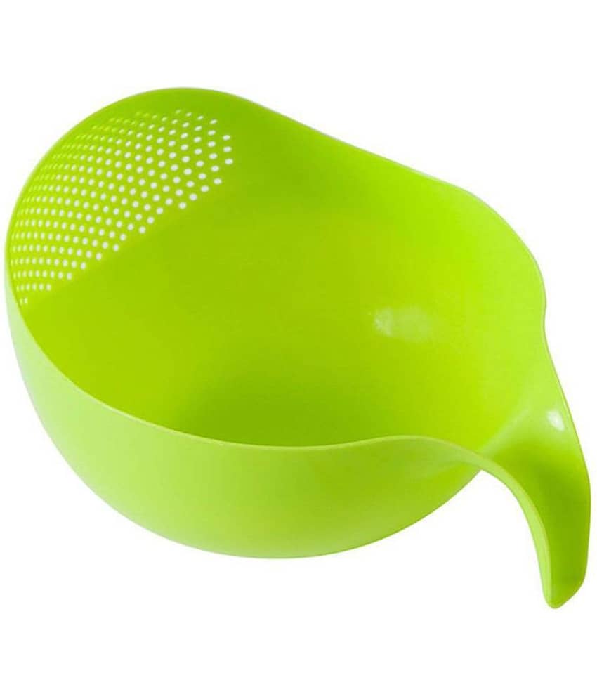 flyfot Kreative India Plastic Multipurpose Rice Wash Bowl with Handle for Rice V Plastic Strainers 1 Pc view 2