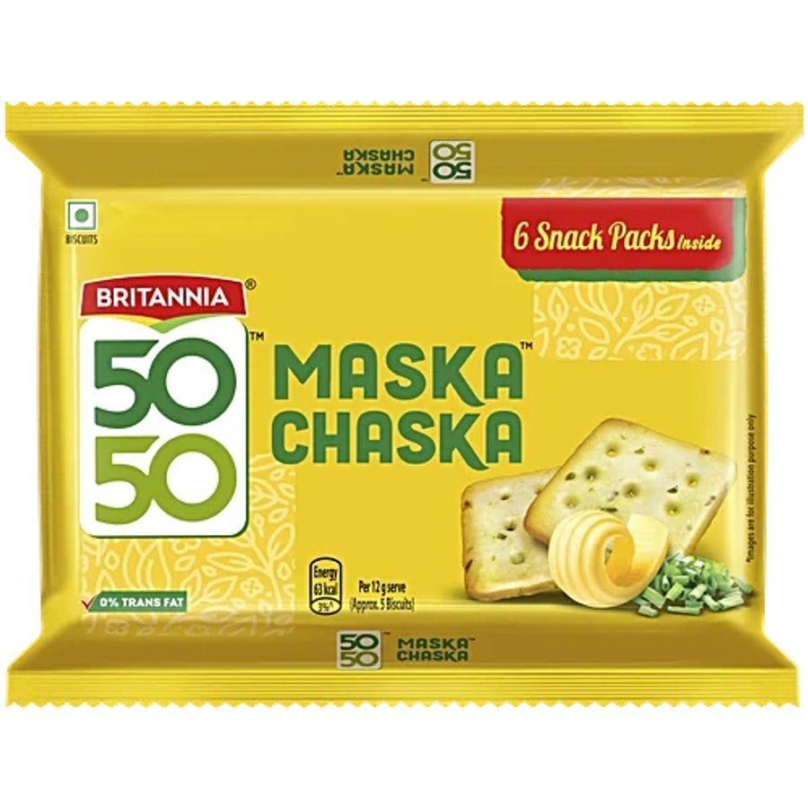 Britannia 50-50 Maska Chaska Biscuits, 300 g - 300 gm - One pack view 2