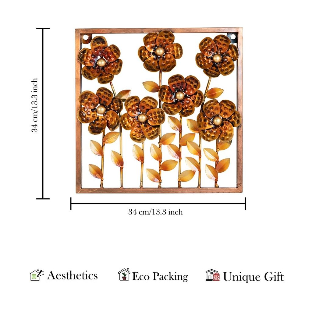 Rudraksha Corporation Metal Wall Decor For Living Room And Bedroom Metal Wall Art Sculpture For Decorating Drawing Room Sofa Wall Gift For Home Decor Or Office Decor (Handpainted Flowers view 2