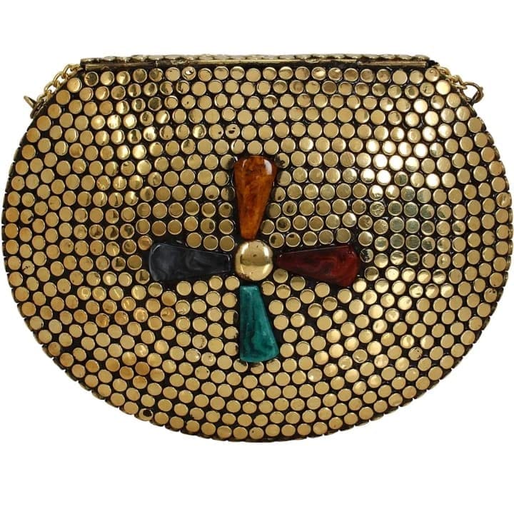 Women And Girls Stunning Jewel Mosaic Metal Clutch for Parties view 2