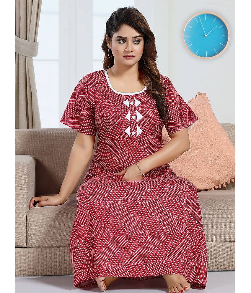 INNER BEATS Multicolor Cotton Blend Women's Nightwear Nighty & Night Gowns ( Pack of 1 )