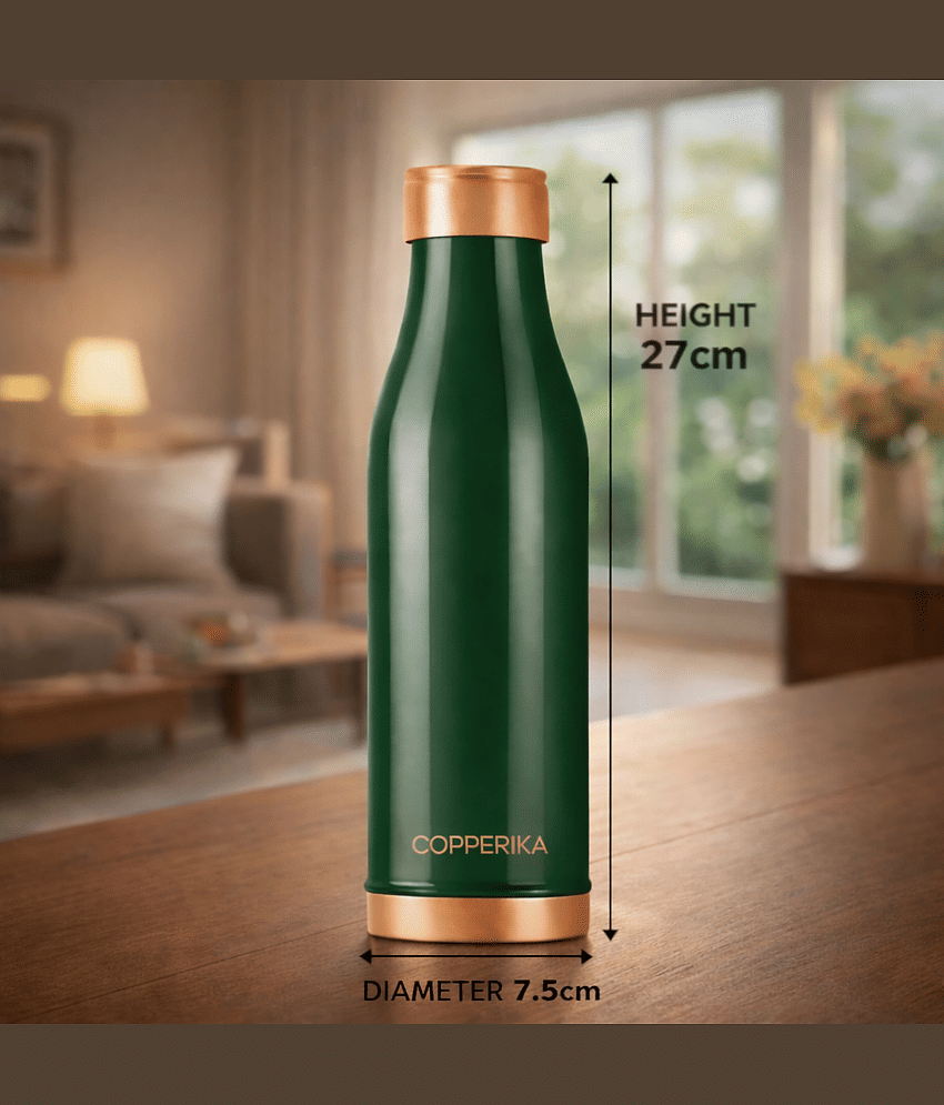 Copperika Green Copper Water Bottle 1000 mL ( Set of 1 ) view 2