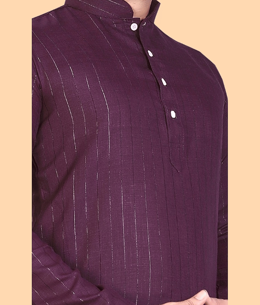 Balaji's - Purple Cotton Blend Men's Regular Kurta ( Pack of 1 ) view 2