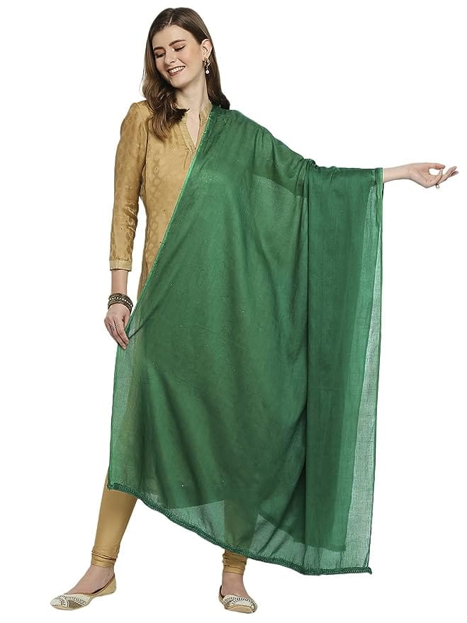 DUPATTA BAZAAR Women's Green Cotton Dupatta view 2