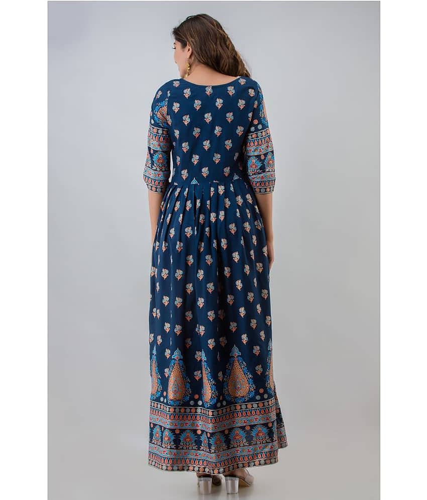 Lee Moda - Blue Rayon Women's Anarkali Kurti ( Pack of 1 ) view 2
