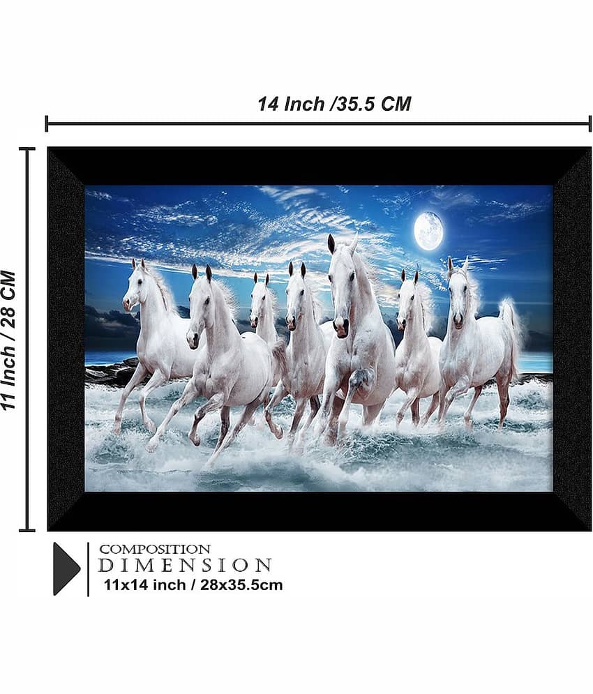 SNDArt Vastu 7 Lucky Running Horses Painting With Frame For Living Room Gift Items 11 x 14 inch view 2