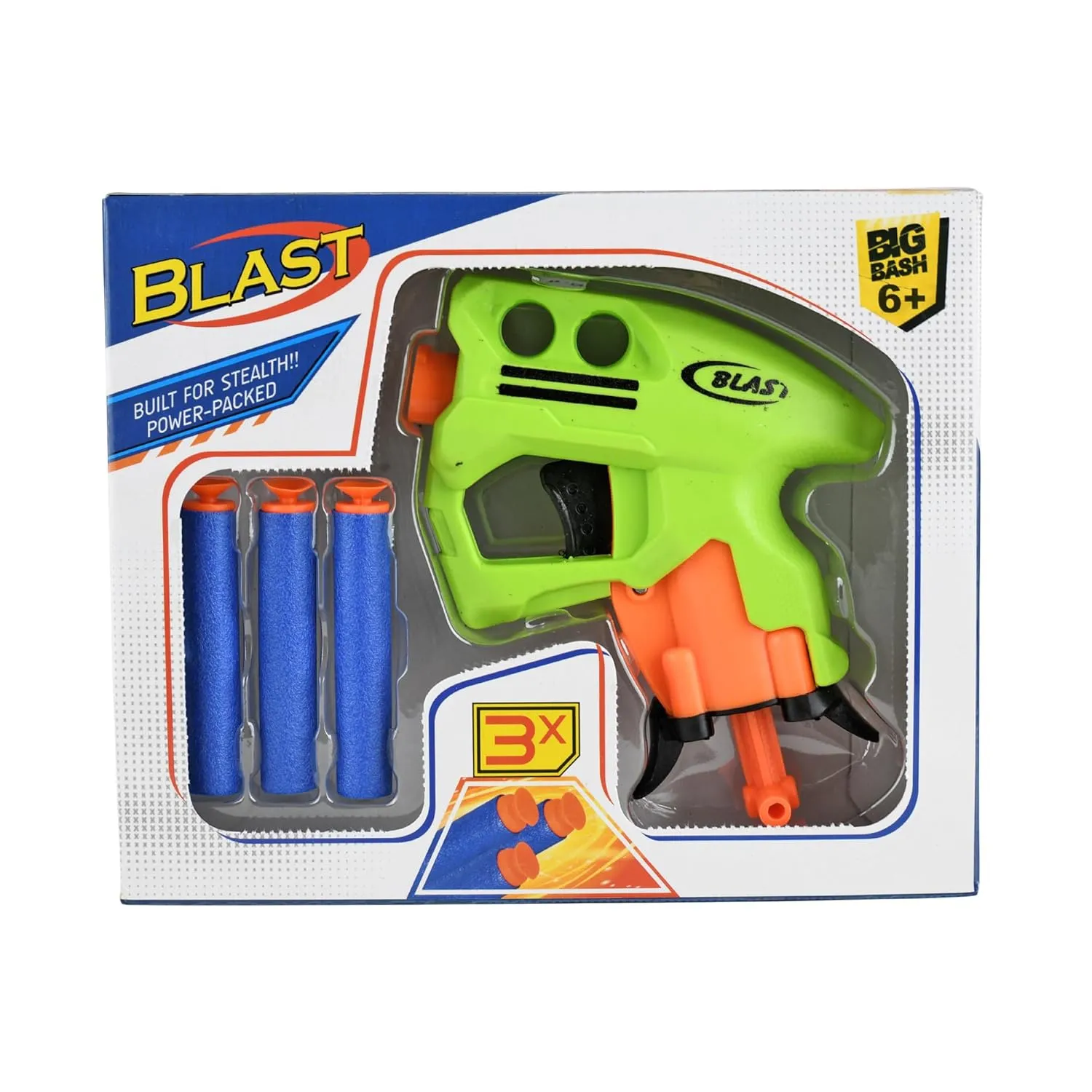 Braintastic Mini Soft Bullet Toy Gun for Kids | Medium Size Foam Dart Blaster | Includes 3 Soft Darts | Safe Shooting Toy for Boys & Girls (Green) view 2