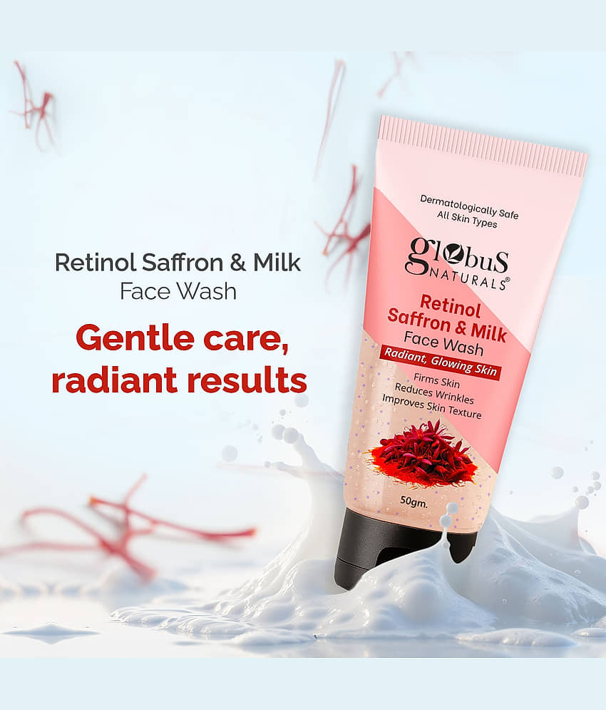 Globus Naturals Retinol Saffron & Milk Face Wash Radiant,Glowing Skin For,For All Skin Types,50Gm (Pack of 3) view 2