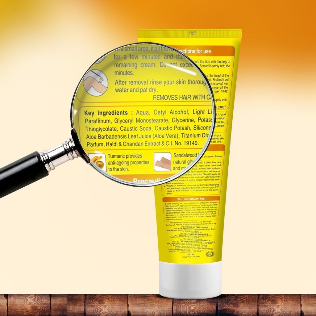 VI-JOHN Women Feather Touch Haldi Chandan Hair Removal Cream for Women With No Ammonia Smell, For Normal Skin - 40g | Suitable for Legs, Underarms, Bikini Line, Arms | 2x Longer Lasting Smoothness than Razors view 2