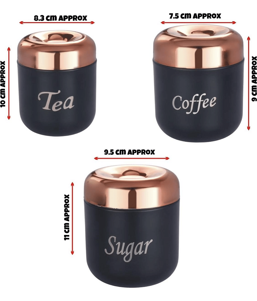 STEEPLE Stainless Steel Black Tea/Coffee/Sugar Container ( Set of 3 ) view 2
