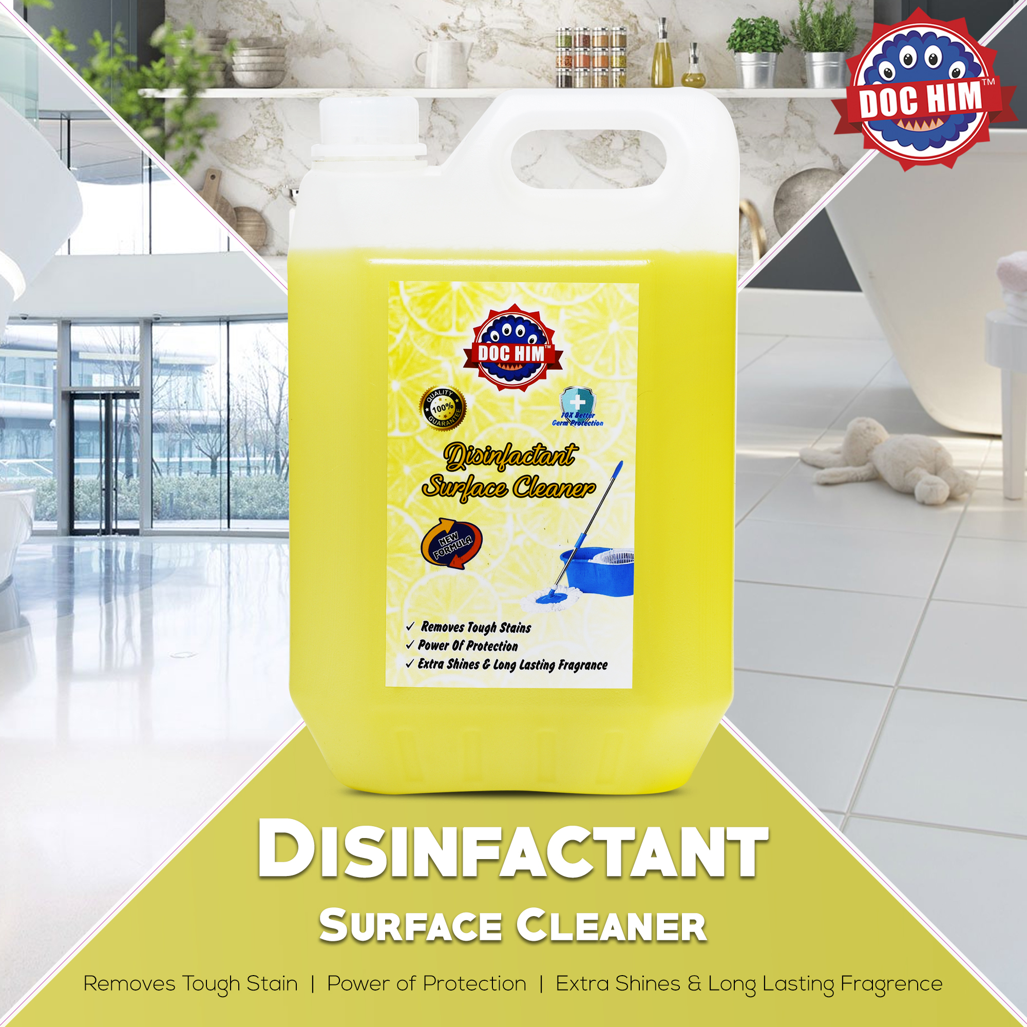 Doc Him Lemon Disinfectant Surface Cleaner 5 Litre | 5000 ML view 2