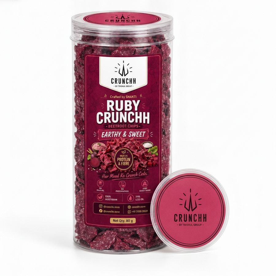 RUBY CRUNCHH BEETROOT CHIPS - 80 gm - One plastic jar of beetroot chips