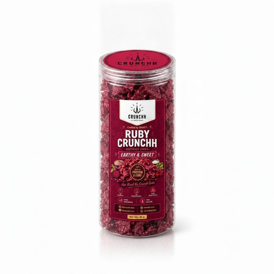 RUBY CRUNCHH BEETROOT CHIPS - 80 gm - One plastic jar of beetroot chips view 2