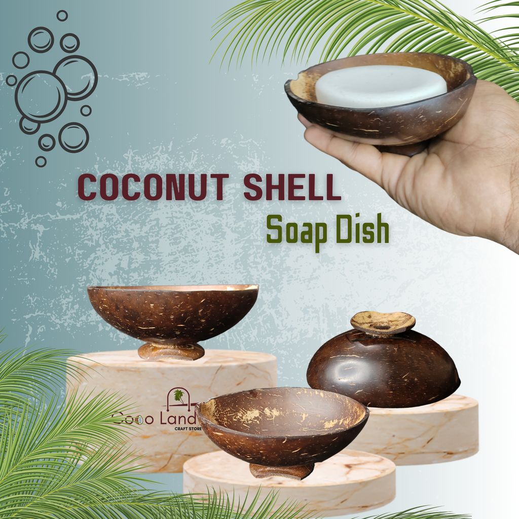 CocoLand Coconut Shell Soap Dish With base / Coconut Oil Polished view 2