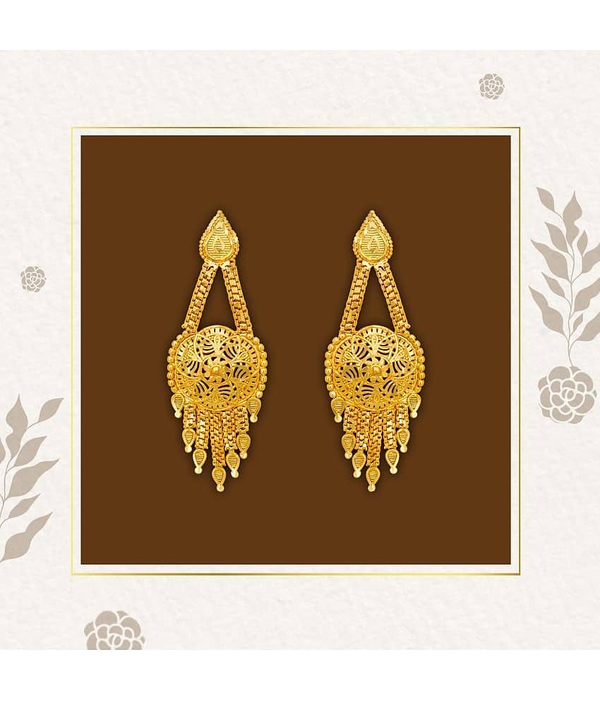 LUV FASHION Golden Jhumki Earrings ( Pack of 1 ) view 2