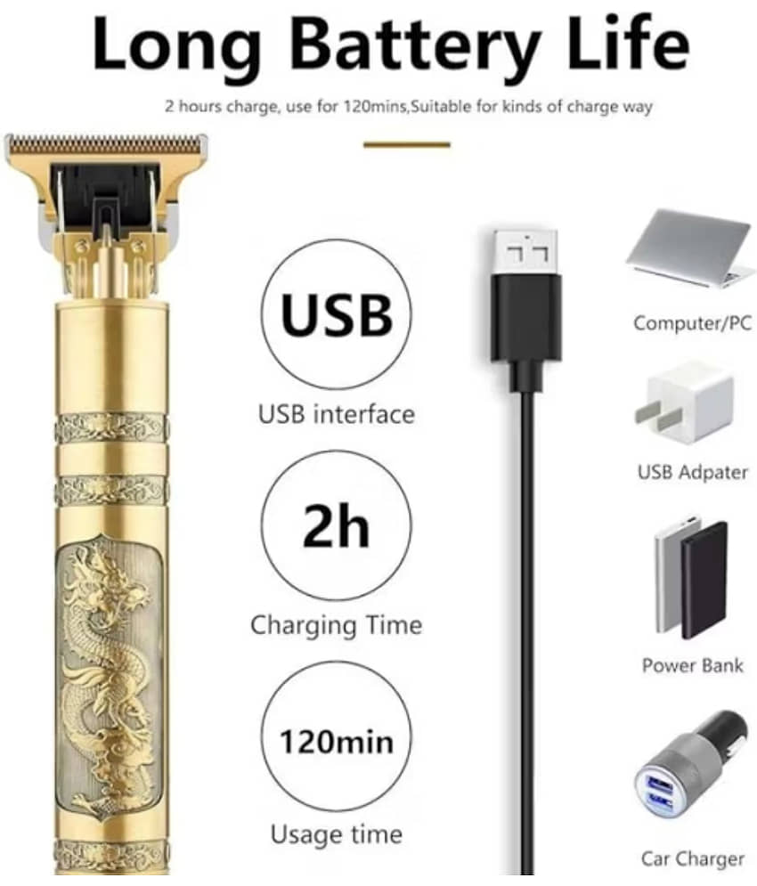 Gatih Hair Trimmer Gold Cordless Beard Trimmer With 120 minutes Runtime view 2