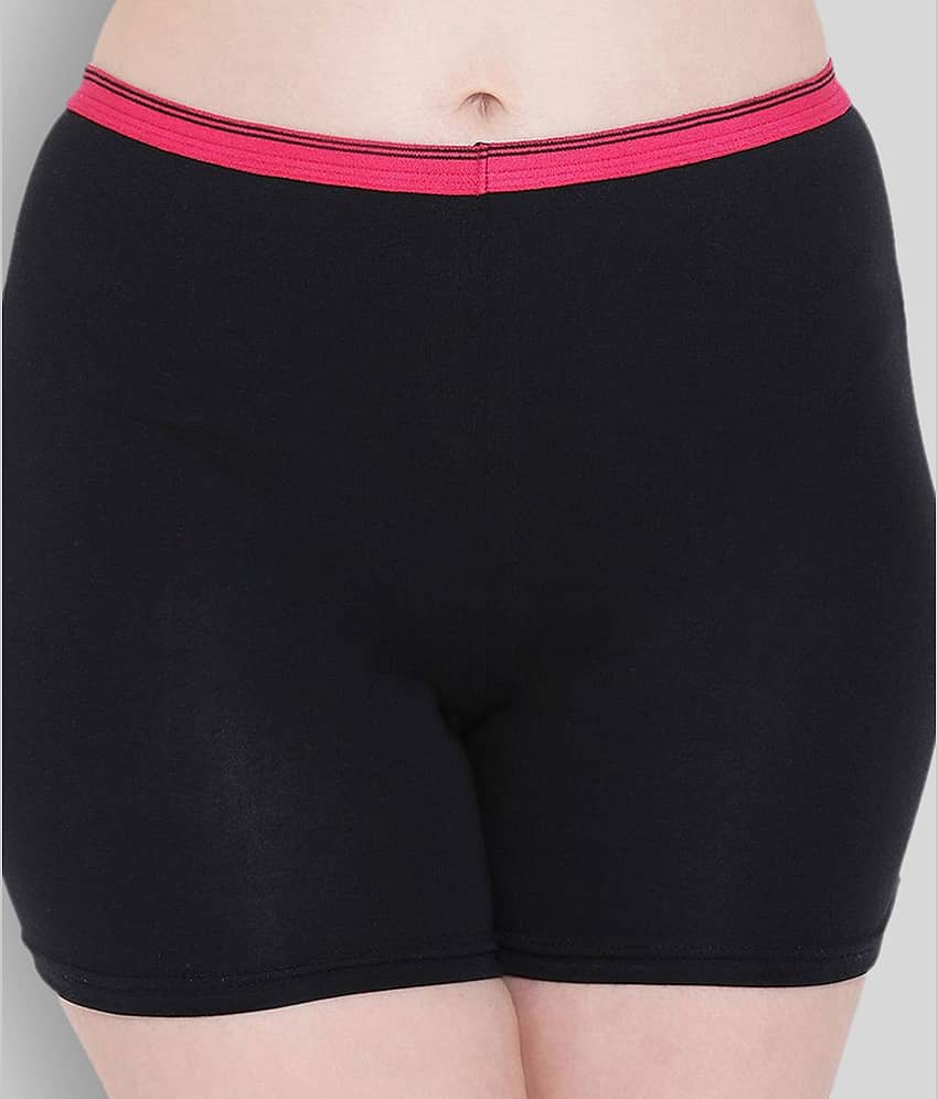 Clovia - Black Cotton Solid Women's Boy Shorts ( Pack of 1 ) view 2