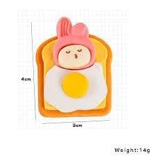 Bread Toast with Sunny Side Up Egg Eraser Set,4 Piece School Stationery Collection view 2