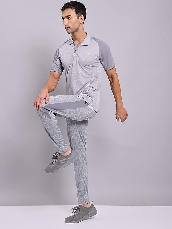 TECHNOSPORT Men's Solid Slim Fit T-Shirt LIGHT GRAY view 2
