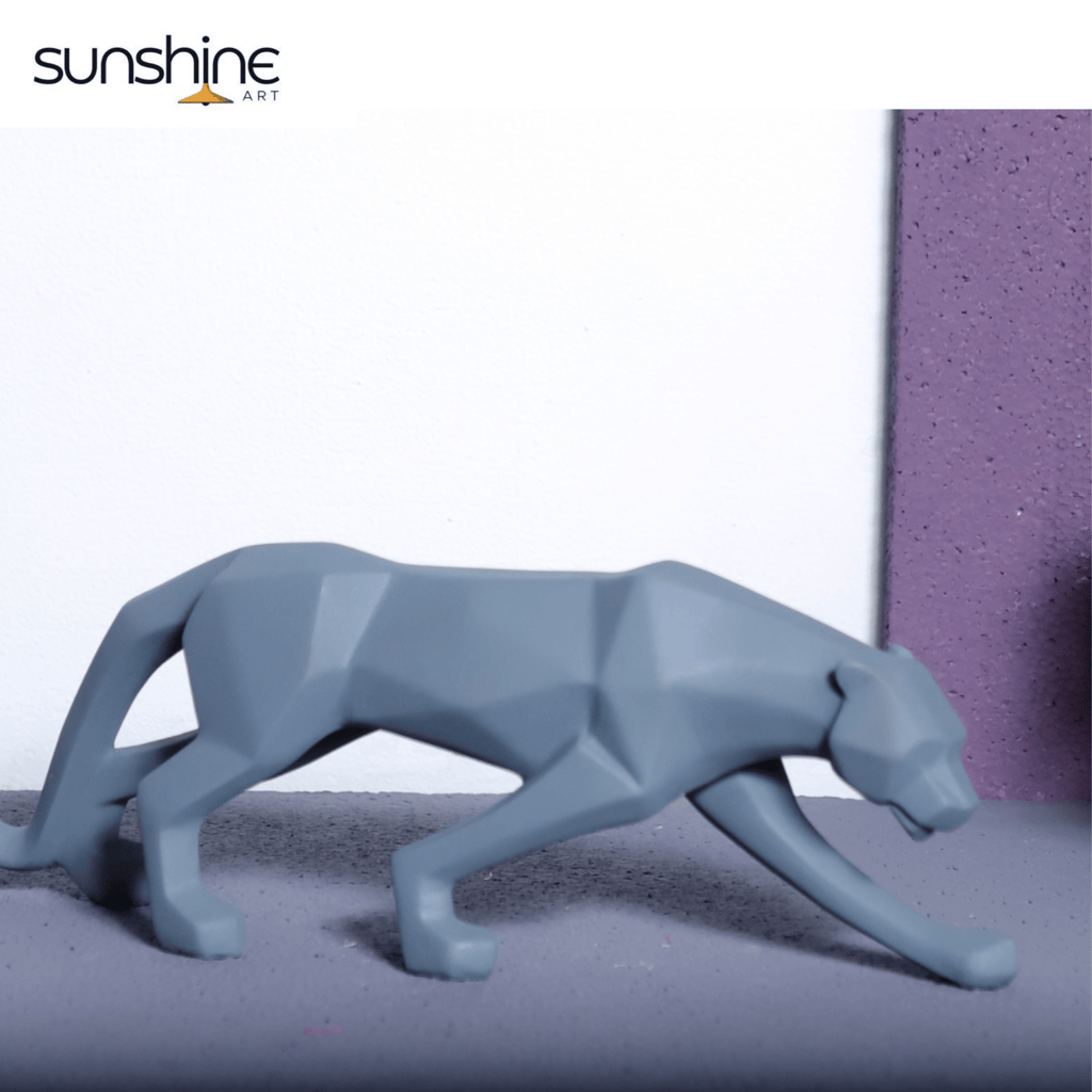 Modern Art Geometric Panther statue /Multicolours view 2