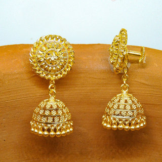 Traditional 1gm gold and micron plated jhumkis view 2