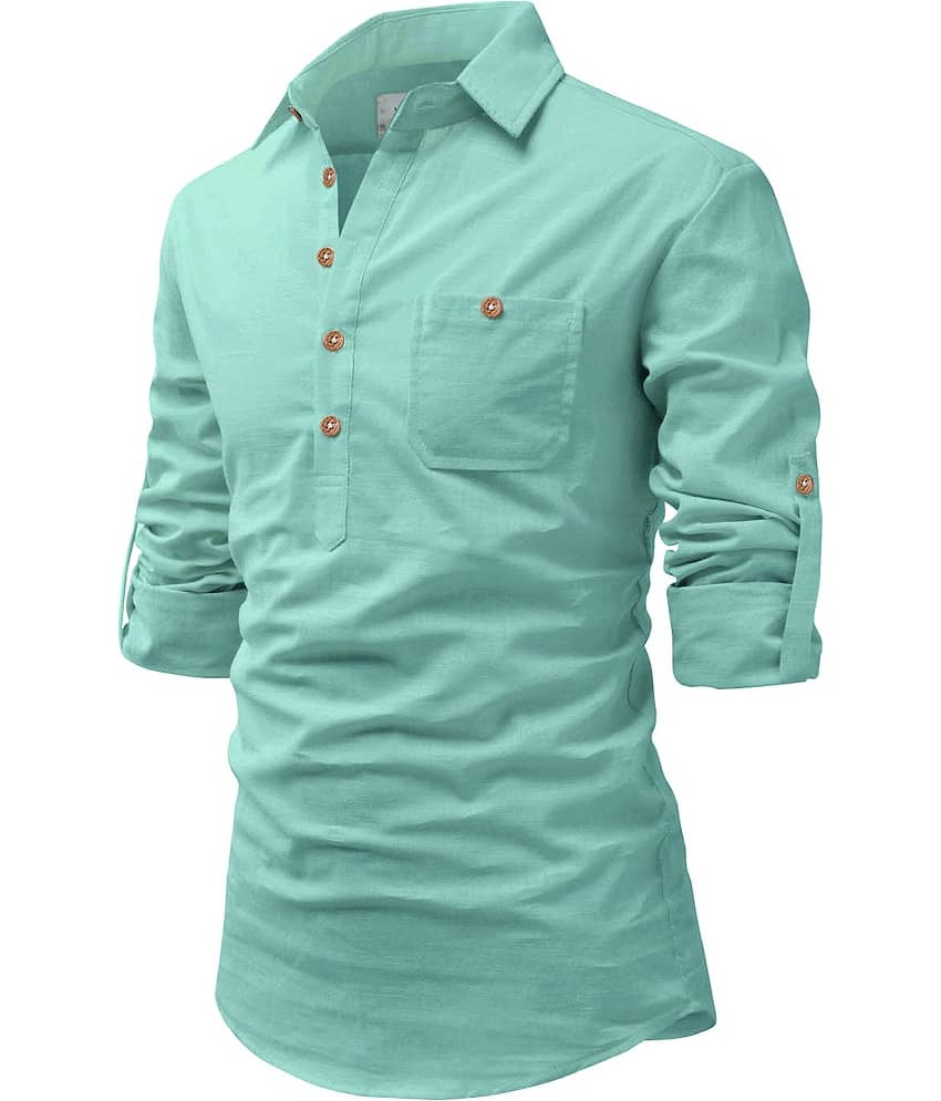 UNI VIBE Blue Cotton Blend Men's Shirt Style Kurta ( Pack of 2 ) view 2