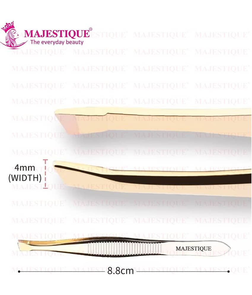 Majestique Tweezers for Eyebrows Slant Tip Stainless Steel Eyebrow Pluker for Women, Men - Pack of 2 view 2