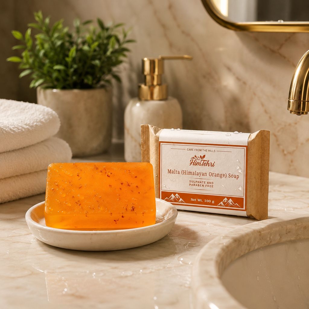 HimTehri Malta (Himalayan Orange) Soap Pack of 2 | Natural Herbal Bath Soap | Sulphate & Paraben Free | 2 x 100g view 2