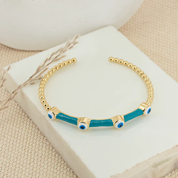 Upakarna Pastel Blue Evil Eye Cuff Bangle