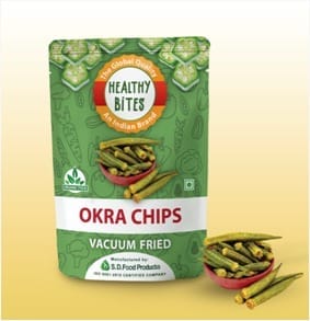 Healthy Bites Vacuum Fried OKRA Chips (135gm) (pack of 3 - 45 gms each ) view 2