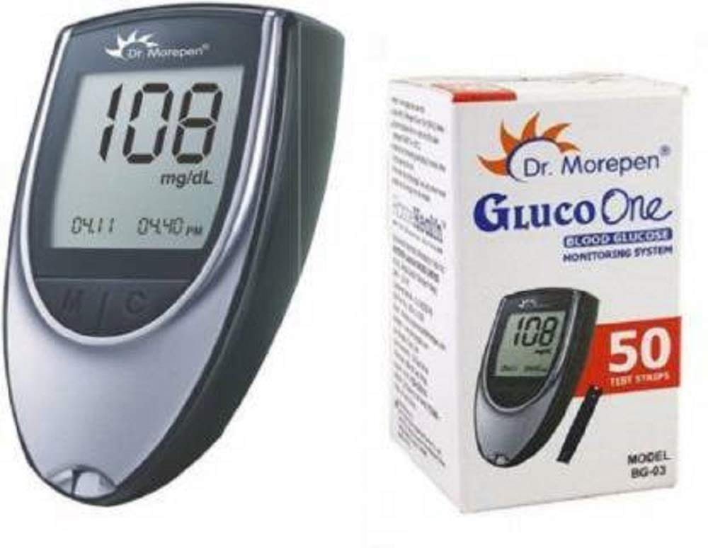 Dr. Morepen BG-03 Gluco One Glucometer Combo, 50 Strips (Multicolor) view 2