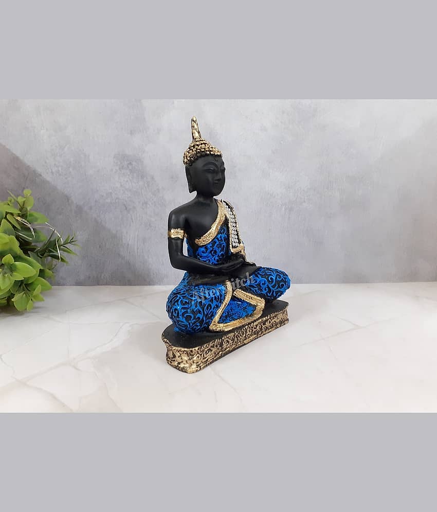 AFTERSTITCH Maditation buddha idol for home office decor showpiece Lord Gautam Budh Green (Pack of 1) view 2