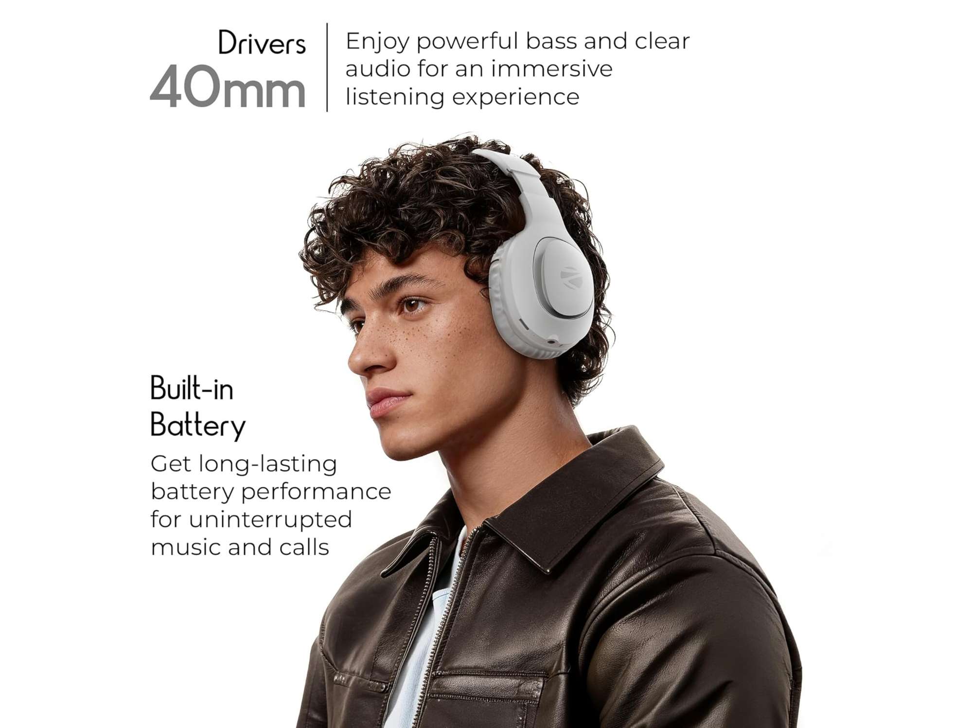 Zebronics Thunder Neon Wireless Headphone - Silver view 2