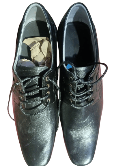 Men's Black Faux Leather Lace-Up Oxfords view 2