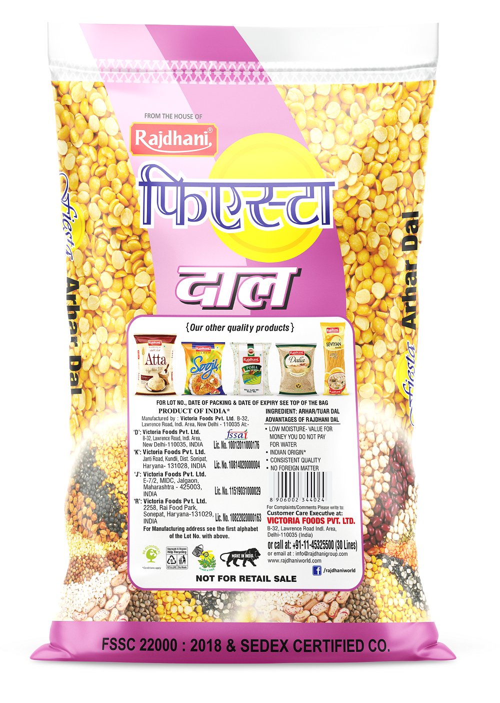 Rajdhani Arhar Dal, 30 Kg