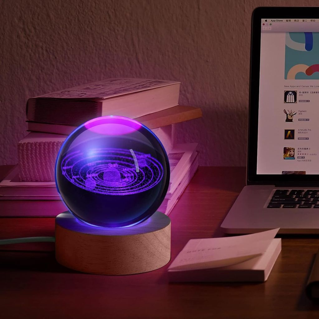 3D Crystal Ball Solar System LED view 2
