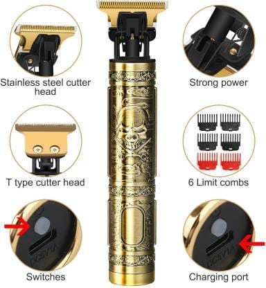 Rapid Professional Vintage T99 Rechargeable Cordless Beard Trimmer KE91 (Metal) Trimmer 45 min Runtime 4 Length Settings (Gold) view 2