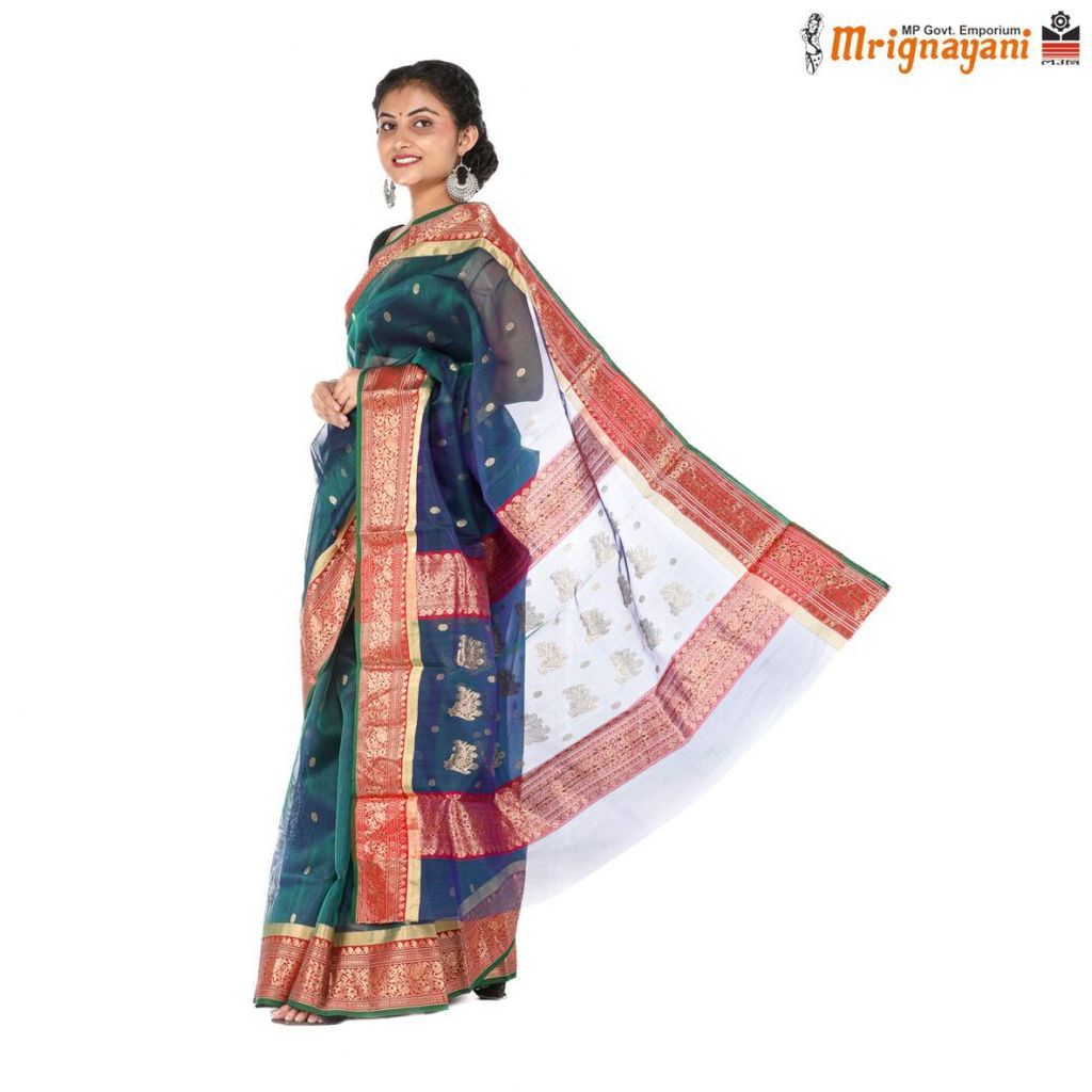 HANDLOOM CHANDERI SILK SAREE WITH BLOUSE (SKU - 1SC201190422, SAREE - 1013) view 2