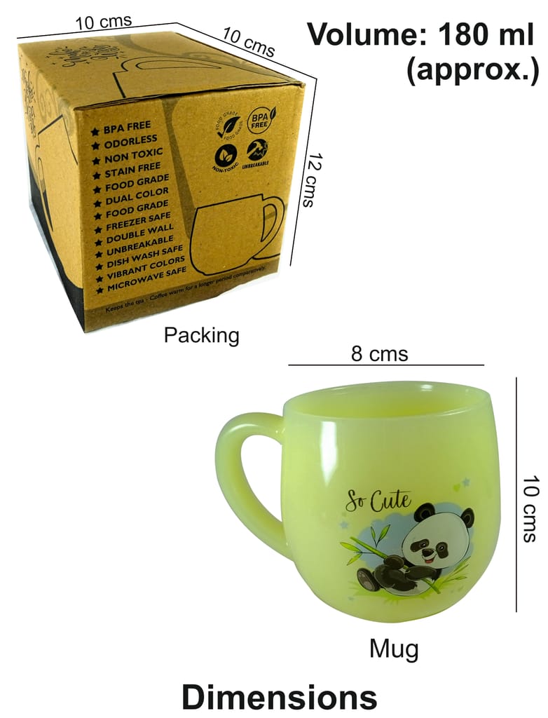 Coffee Mug 180 ml | Relaxing Panda cartoon | Double Walled | Unbreakable | Easy to Clean view 2