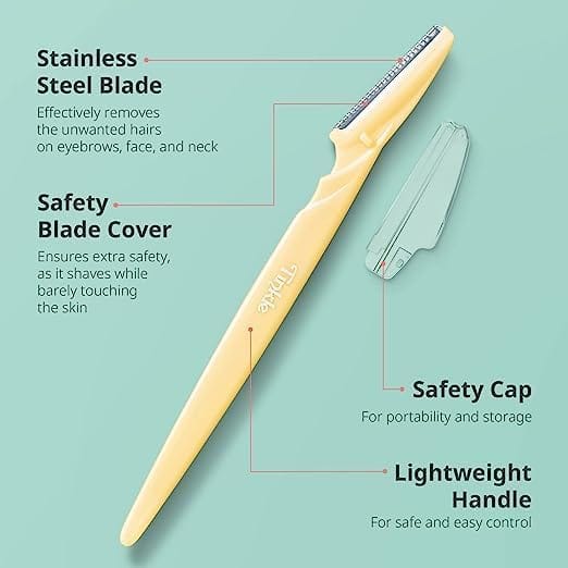 Tinkle Eyebrow Razor for Women, Reusable & Biodegradable/Quick & Easy Facial Hair Removal At Home Women Face Razor/Razor For Face & Eyebrow 6 Pieces with Safety Cover view 2
