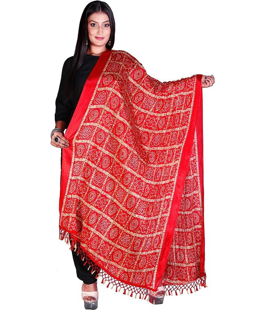 Apratim Red Silk Dupatta - Single